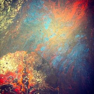 Pour painting on wrapped canvas